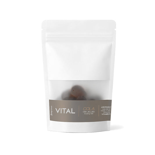VITAL | CBD Fruchtgummis Cola | 250mg CBD | Ashwagandha | Vitamin B6 + B12 | Vegan & Zuckerfrei